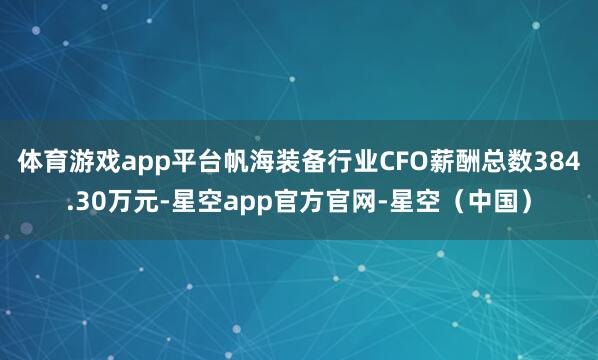 体育游戏app平台帆海装备行业CFO薪酬总数384.30万元-星空app官方官网-星空（中国）