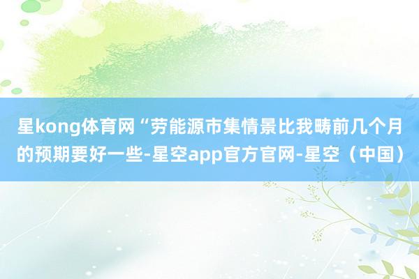 星kong体育网 “劳能源市集情景比我畴前几个月的预期要好一些-星空app官方官网-星空(中国)